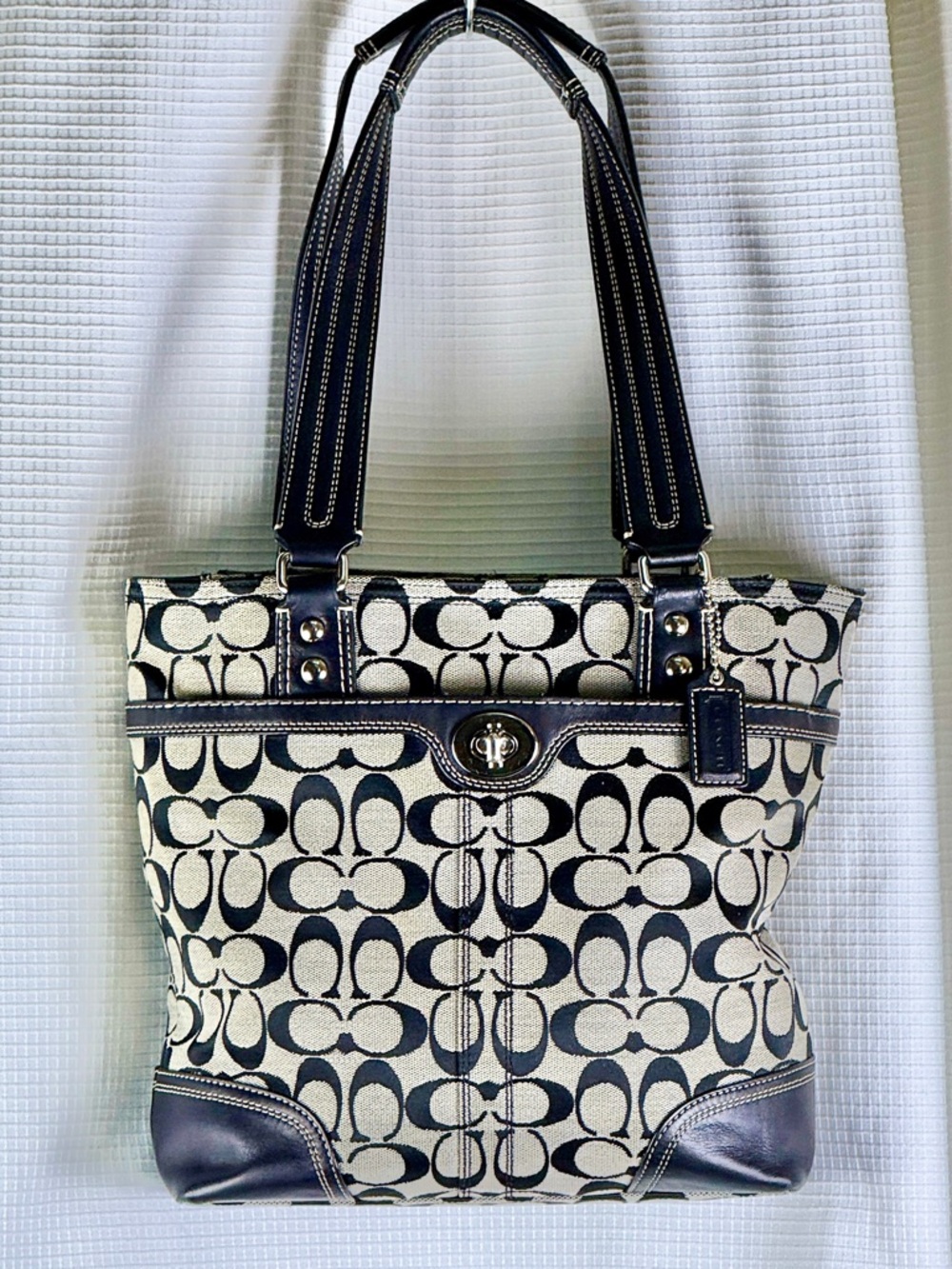 Coach Hamptons Jacquard Crossbody Bag in Black & Gray | Style F13973 | Authentic
